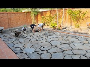 garden stone paving techniques. natural stone