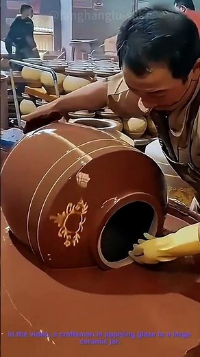 Pottery Glazing: Applying Glaze to a Ceramic Jar