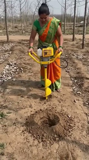 🌳 Powerful Earth Auger in Action | Fast Tree Planting Hole Digger 🚜