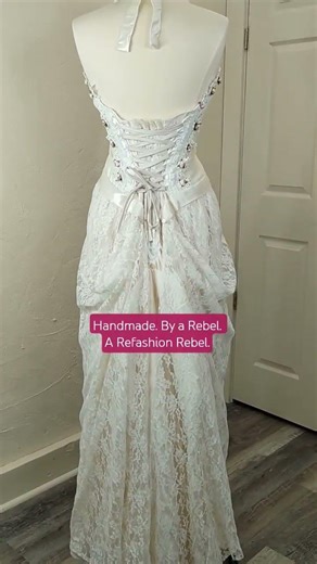 Redesigned upcycled wedding dress. #handmade #upcycledweddingdress #upcycledclothes ❤️ #weddingdress