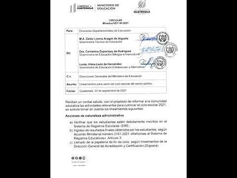 Circular 30-2021. Lineamientos generales para el cierre del ciclo escolar 2021 en el sector público.