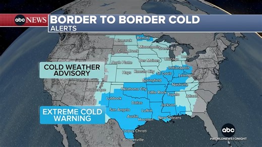 A 2,000 mile-long winter storm is slamming the United States, stretching from New Mexico to Maine, bringing heavy snow, freezing temperatures, and dangerous ice. Lee Goldberg tracks the latest storm path. https://abcnews.link/ZoANNPY | ABC World News Tonight with David Muir