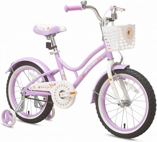 ACEGER 18 Inch Bike with Basket and Training Wheels for Girls Ages 7-11, Purple - Walmart.com