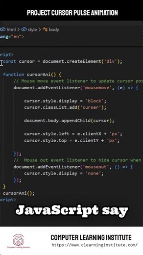 You’re Using Cursor Wrong 😱 Try This Animation! - #html #javascript #frontendcourse #cssanimation