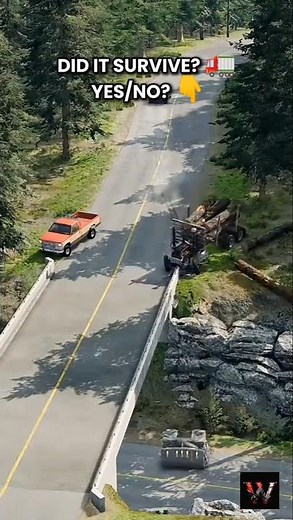 Log Truck Loses It! 🪵💥 Falls Off Bridge Into Abyss! #Shorts
