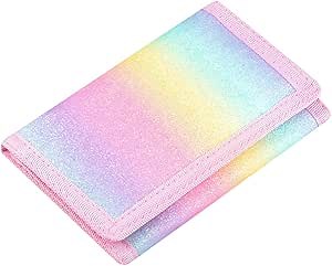 RFID Kids Wallet for Girls & Toddlers - Cute & Glittery Rainbow Design with Coin Pocket & Magic Sticker