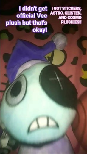 Astro plush, Cosmo plush, Glisten plush, and stickers!!💙🌙🌸🍫💗💅🏼
