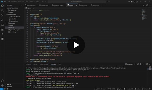 Developed Secure File Portal with AES-128 encryption for #FutureInterns | Lavanya BM posted on the topic | LinkedIn