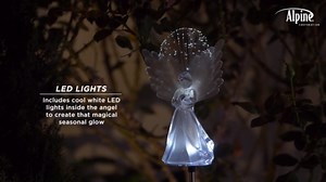 Alpine Corporation Solar White Snowflake Garden Stake with Cool White LED Light