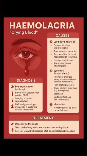 "When tears turn to blood — a rare and mysterious condition called Haemolacria." #hematology #shorts