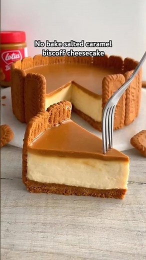 No bake salted caramel biscoff cheesecake #shorts #recipe #food #baking