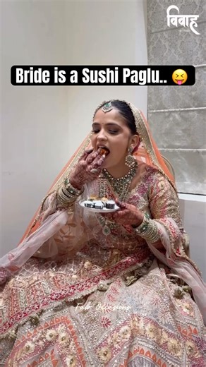 Bride is a Sushi Lover | Foodie Bride | Wedding Fun | Tasty Food | Indian Bride | Lehenga | Hungry