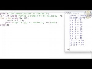 How to Create a Multiplication Table using For Loop in Python. A Beginners Tutorial