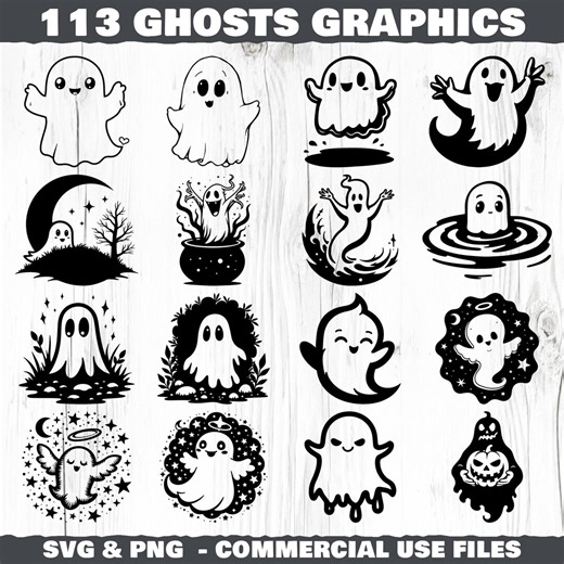 Ghosts Graphics Svg & Png Bundle for Cricut and Laser Engrave Halloween Crafts Instant Downloads - Etsy
