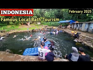 INDONESIA 🇮🇩 Famous Natural Spring Baths Tourism From The Highest Mount In Banten