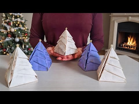 Tree-Shaped Box - Gift Wrapping Ideas * Origami Christmas Crafts * I.Sasaki