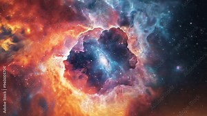 Abstract forms and colors representing the birth of a galaxy within a nebula