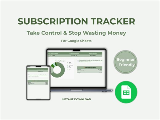 Subscription Tracker Google Sheets Template, Monthly Expense Planner (digital Download) - Etsy UK