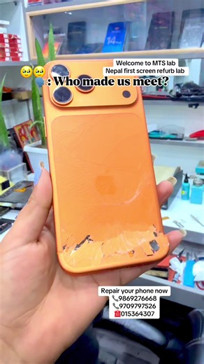 #creatorsearchinsights 📱✨ iPhone FULLY DAMAGED? Accident पर्‍यो र Mobile टुक्रिएको? MTS Lab मा ल्याउनुहोस् — हामी पुरै नयाँ जस्तै बनाइदिन्छौँ! 😄 🔧 हामीले के गर्छौँ? ✅ Full iPhone damage repair (Accident damage) ✅ 100% Genuine Display replacement ✅ Original Battery replacement ✅ Back Panel replacement ✅ Water damage repair, touch issues fix ✅ Camera, charging port, button problems समाधान 🔥 तपाईंको फोन पुरै बिग्रिएको भए पनि चिन्ता नलिनुहोस्! हाम्रो अनुभवी टेक्नीशियनहरूले स्मार्ट तरिकाबाट मर्मत