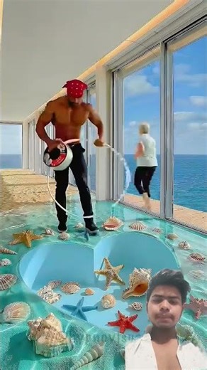 THIS FLOOR IS JUST CRAZY 😱 Infinity Heart Pool Epoxy Beach Floor ❤️#epoxyfloor #epoxyflooring #aiart