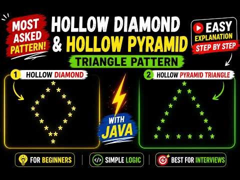 Hollow Pyramid & Diamond Pattern in Java 🔥 | Step-by-Step Easy Tutorial