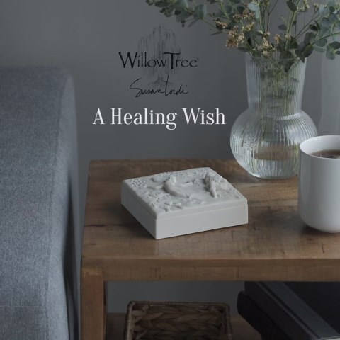 Willow Tree A Healing Wish, A healing wish for you, Carvings of Nature Including, Butterflies, a Bouquet of Flowers, and a Bird's Nest, Table Top, Wall Plaque, Sculpted Jewelry Keepsake Box