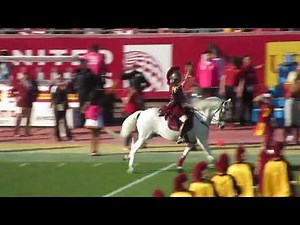 USC's Mascot "Traveler" galloped on to the Field as the USC Band Played "CONQUEST"