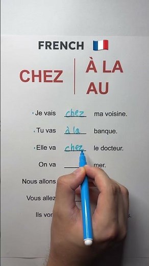 🇫🇷 Chez, À la, or Au: Complete the sentences (2) #studyfrench #learnfrench #practicefrench