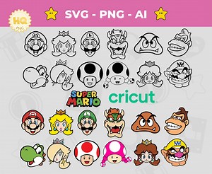 Super Mario Head SVG Bundle: Game Characters for Cricut (digital Download) - Etsy