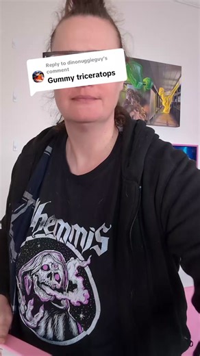 Replying to @dinonuggieguy behold the gummy triceratops 🦖🦕❤️‍🔥 prints available on my website #popart #jurassicworld #jurassicpark #dinosaur