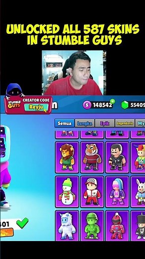 UNLOCKED All 587 stumble guys skins 🏆🤯 ALL skins Complete 😍