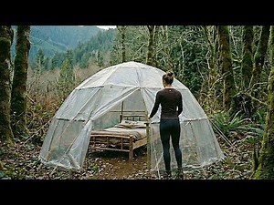 Building a Windproof Winter Shelter with Plastic Cover | Bamboo Dome Survival Shelter
