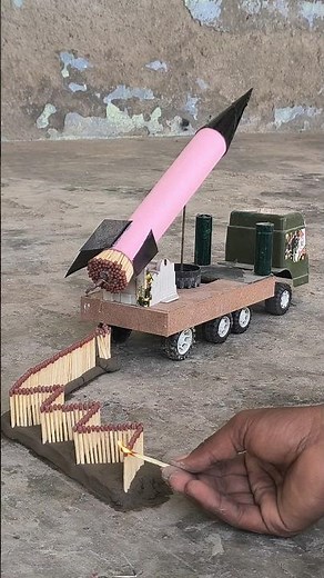 I Built a Mini Rocket Launcher Truck Using Matchsticks! 😱 #RocketTruck #DIYRocket #Experiment