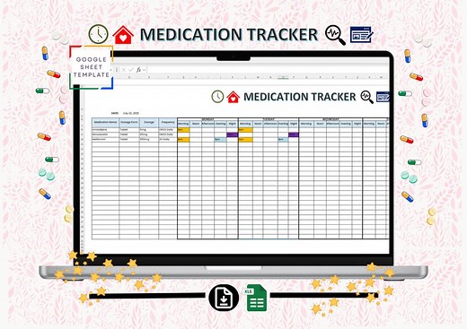 Medication Tracker Spreadsheet | Medication Log | Excel | Google Sheets | Digital Download - Etsy