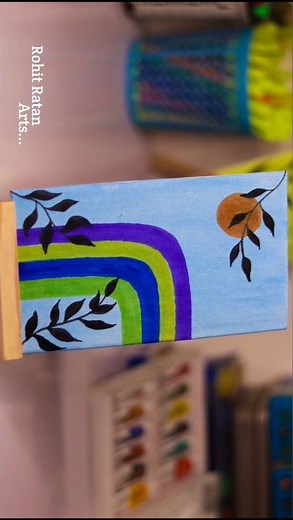 beautiful rainbow trendy easy mini canvas painting / Rohit Ratan arts