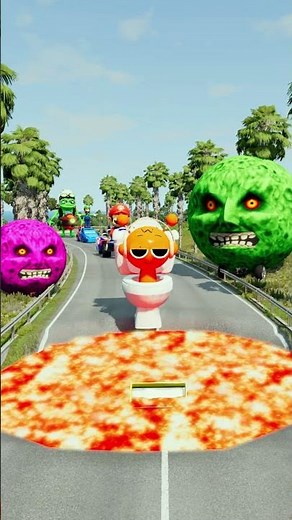 Gummy Bear & Spongebob & Sprunki & Mario & Crazy Frog VS Giant Lava in BeamNG Drive #shorts