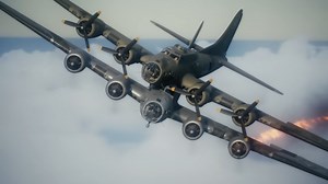 爆撃機2機が空中衝突し、機体が真っ二つに裂けた瞬間