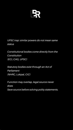 Constitutional body vs statutory body: UPSC tests source, not function | #upsc #upsc2026 #ias