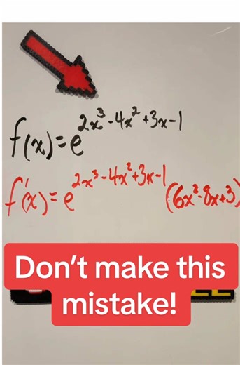 Stop making this exponential functions derivative mistake #derivatives #calculus #exponentialfunctions #math #mathteachersoftiktok