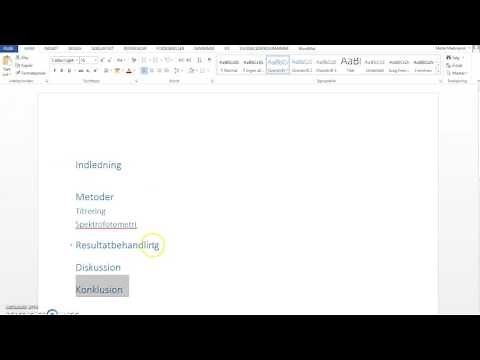 Indholdsfortegnelse og overskrifter i Word på PC