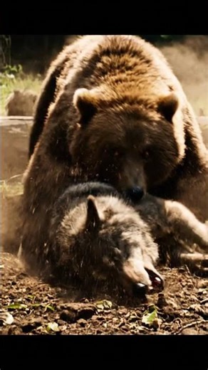 Mama Bear Fights Wolf to Save Cubs! 🐻⚡