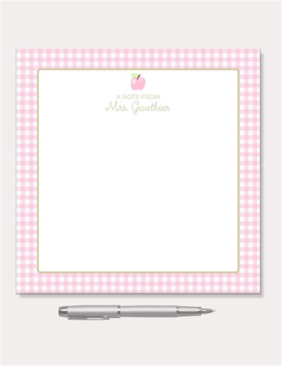 Personalized Teacher Notepad, Custom Apple Stationery for Teachers - Etsy