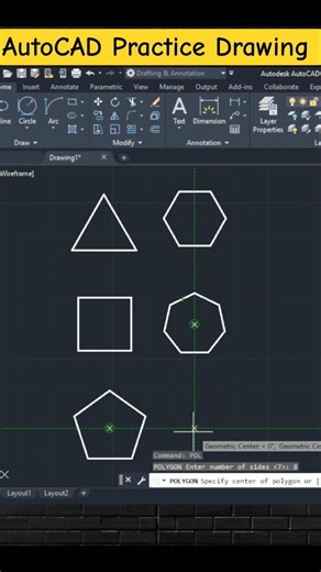 AutoCAD Polygon command #autocad #shorts