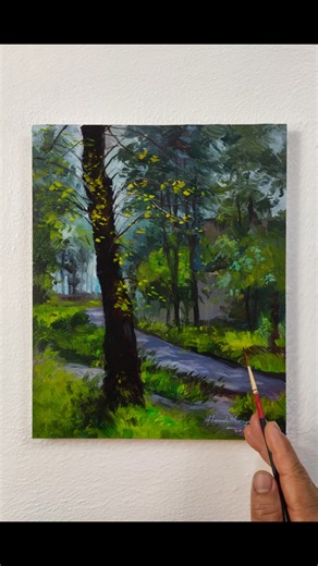 76K views · 3.1K reactions | Beautiful "Refreshing Spring Morning" landscape painting ⛅❄️/Acrylic on paper ️ #easy #beautiful #landscape #painting #acrylicpainting #acrylic #art #paper #spring #trees #morning #peaceful #chill | Hamlet Shougrakpam Art | Facebook