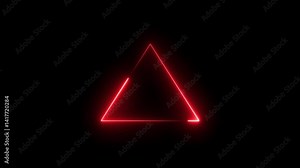 Abstract Neon triangle concept. Glowing neon triangle loop background.