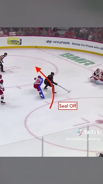 AAA forwards, this is how you slice through two D without getting blown up.⁠ ⁠ Once you’ve got the speed advantage, don’t aim “between” them. Pick on the weaker defender first.⁠ ⁠ Driving at Miller forces him to show his stick early and reach for the poke. That reach creates a pocket of space you can explode into, build even more speed, and then attack the second defender’s inside shoulder to seal him off.⁠ ⁠ When you start seeing these tiny windows, your offensive consistency goes through the r