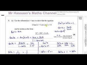 WMA13 IAL (Edexcel) P3 Jan 2020 Q5 Trigonometric Identities Equations