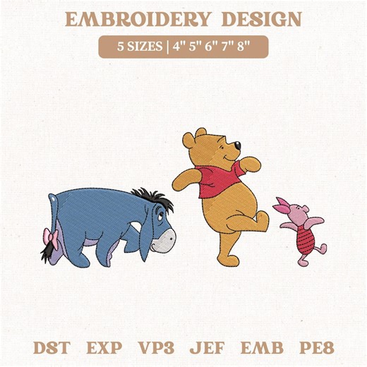 Winnie the Pooh Piglet Eeyore Machine Embroidery File, Magic Kingdom (instant Download) - Etsy UK