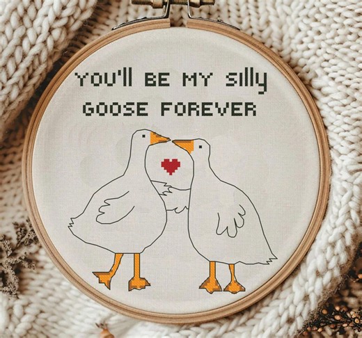 Sweet Silly Geese Cross Stitch Pattern, Easy Beginner DIY (PDF Pattern) - Etsy