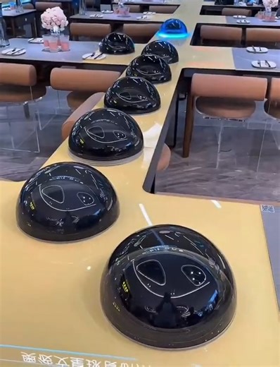 A restaurant in S #China's Shenzhen has gone #viral online for using maglev "UFOs" to serve dishes. Plates float like magic, gliding smoothly across tables and landing right in front of guests. #tech | Shanghai Daily 上海日报